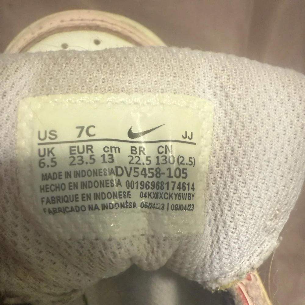 Nike Kids Light Pink White Baby Girl Size 6.5 Sneakers